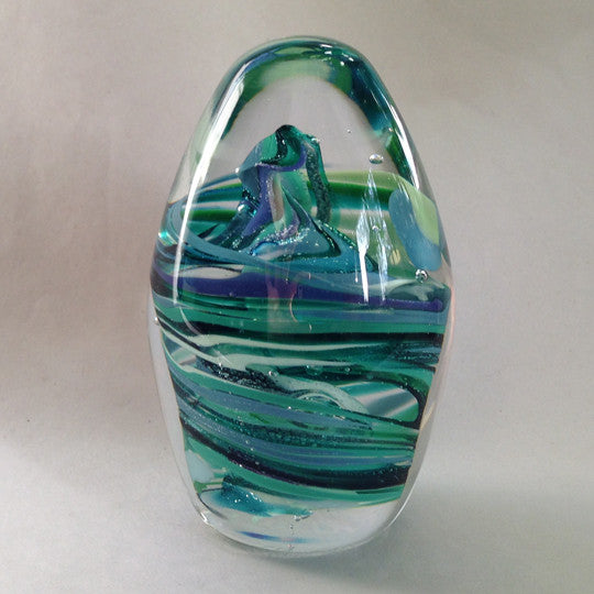 Glass Paperweight, Green Egg