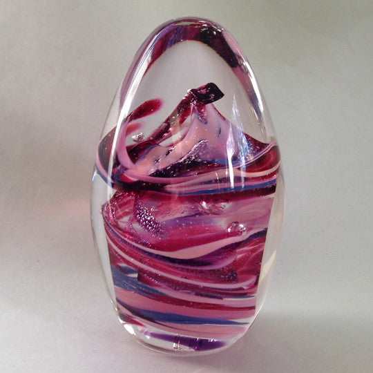 Glass Paperweight, Rose/Pink Egg