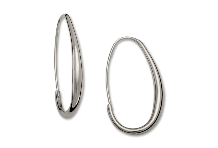 Oval Hoop Sterling Silver Earrings