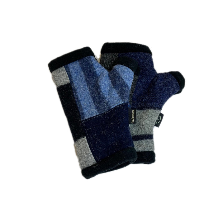 Arctic Fingerless Gloves in Denim & Grey