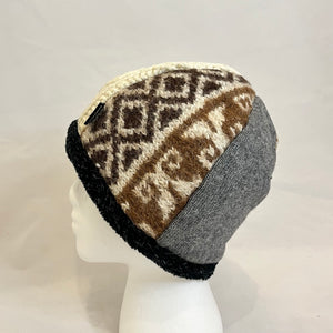 Hat Beanie in Naturals with Muted Brown & Grey