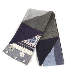Knit Scarf in Blue, Grey & Navy