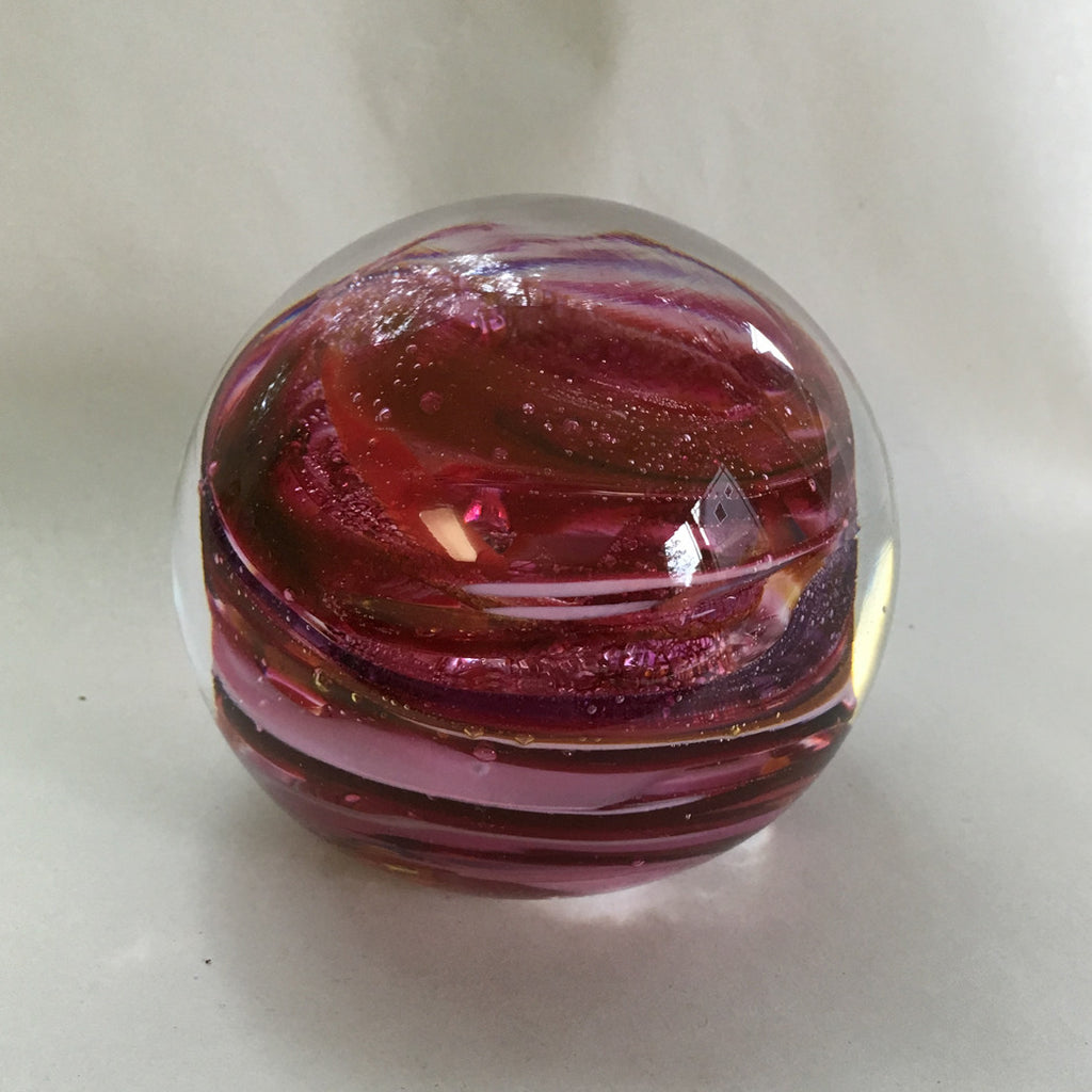 Glass Paperweight, Red Marble