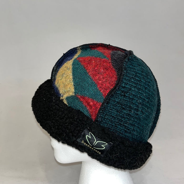 Hat Seamed in Rich Colors w/ Green & Grey