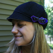 Bella Hat, Black w/Purple Bow